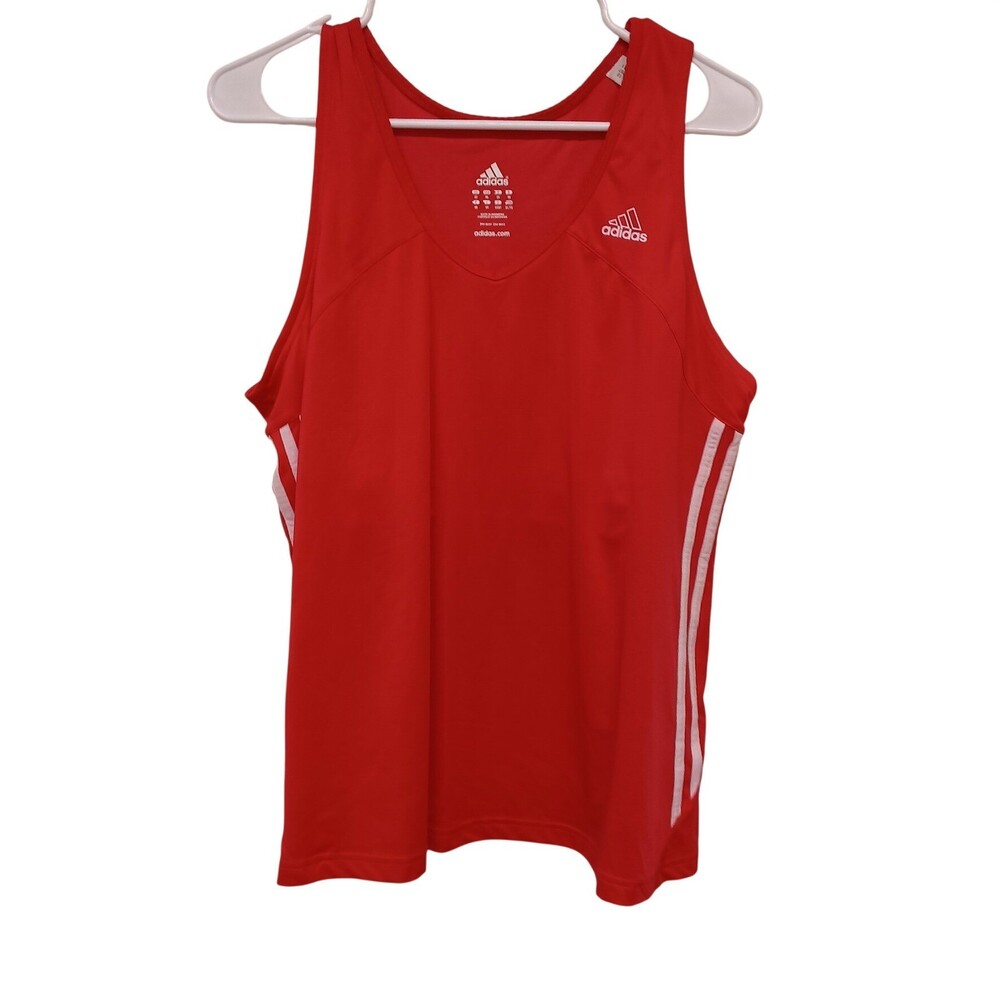 Adidas Women's Red V Neck Sleeveless Performance Active Tank Top Size XL - Picture 2 of 9